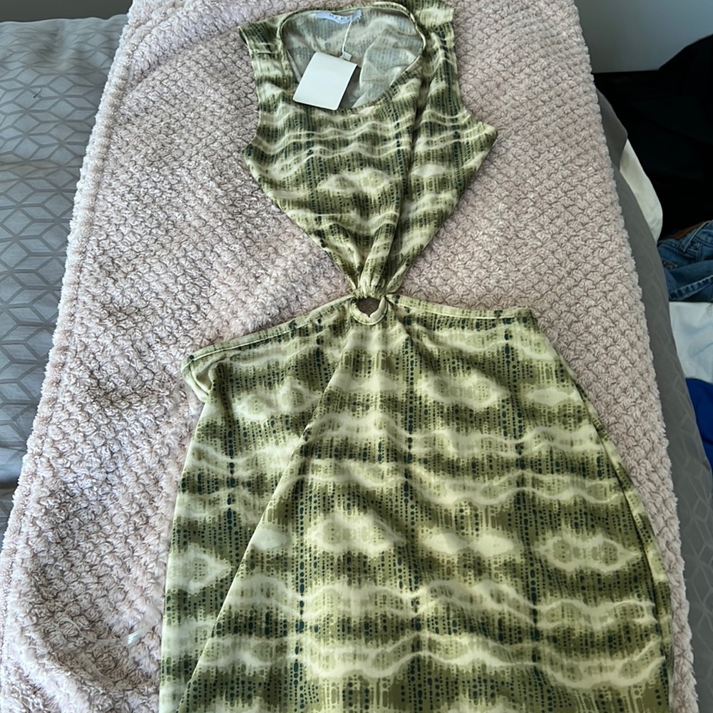 NWT Grey Bandit Green Pattern Cutout Dress